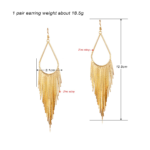 High-end Alloy Based Golden Tassel Drop Earrings for Women