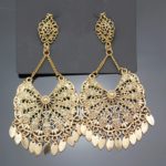 Vintage Gold Aztec Mexico Art Deco Filigree Calendar Chandelier Drop Bali Dance Dangle Earrings Jewelry Prom Catwalk Runway Gift