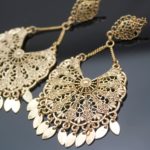 Vintage Gold Aztec Mexico Art Deco Filigree Calendar Chandelier Drop Bali Dance Dangle Earrings Jewelry Prom Catwalk Runway Gift