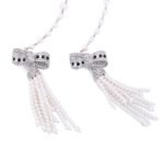 Simulated Pearls Chain Long Tassel Earrings With Crystal Bowknot | Fashion Jewelry | Drop Earrings