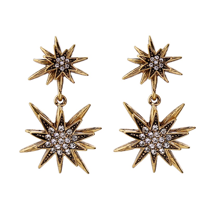 Retro Crystal Star Pendant Earrings for Women | Glamorize Yourself