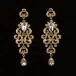 Long Royal Golden Crystal Drop Earrings for Women