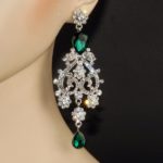 Long Golden Crystal Drop Earrings for Women